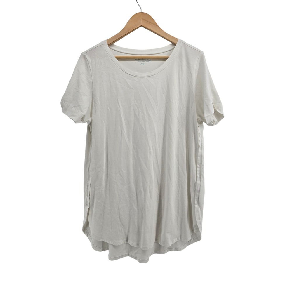 Soft Surroundings T-Shirt Womens XL White Pima Cotton Spandex Stretch EUC